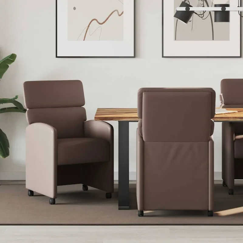 Valgomojo Kėdės su Ratukais 2 pcs Ruda 58 x 65 x 98 cm