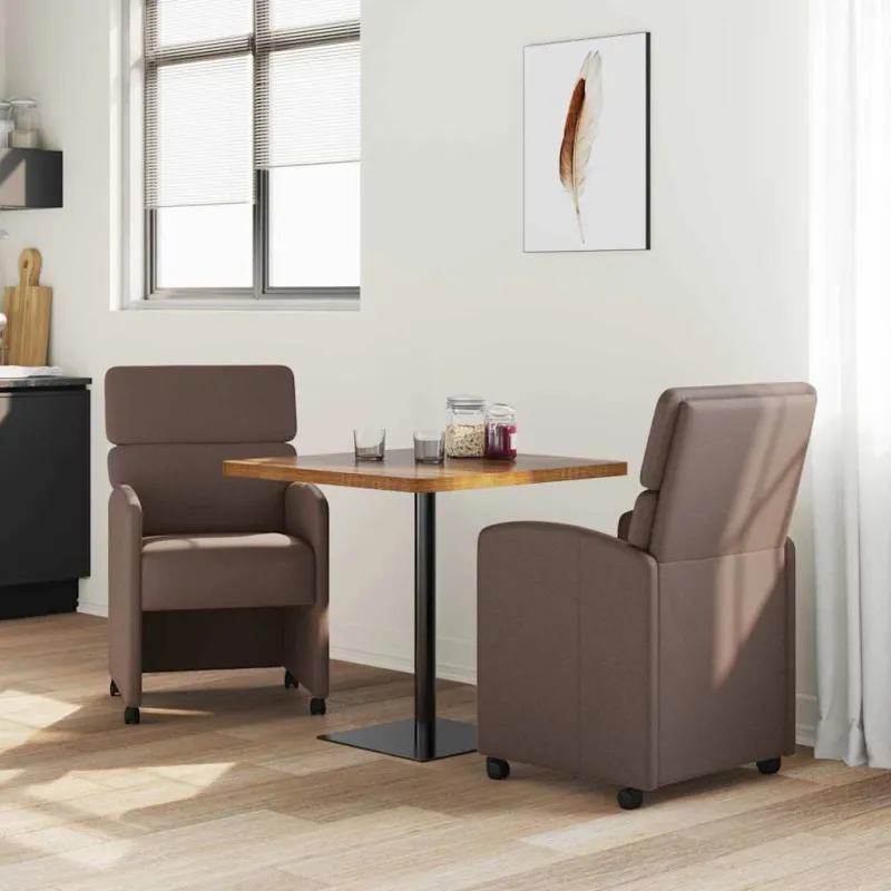 Valgomojo Kėdės su Ratukais 2 pcs Ruda 58 x 65 x 98 cm