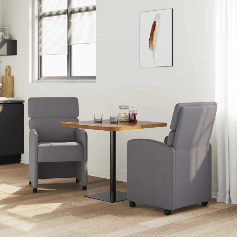 Valgomojo Kėdės su Ratukais 2 pcs Pilka 58 x 65 x 98 cm