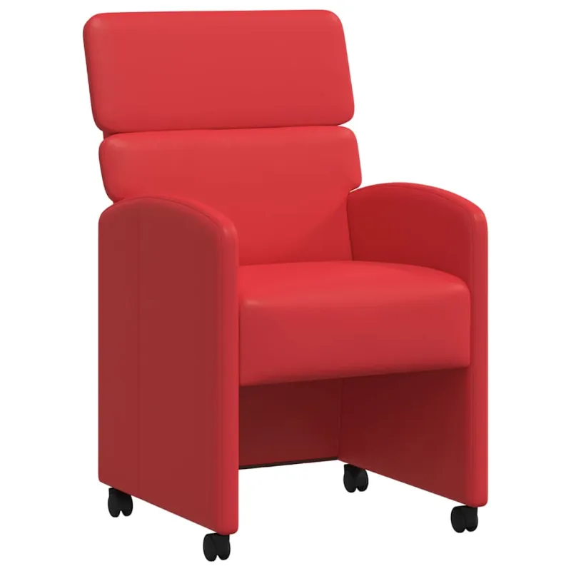 Valgomojo Kėdės su Ratukais 2 pcs Raudona 58 x 65 x 98 cm