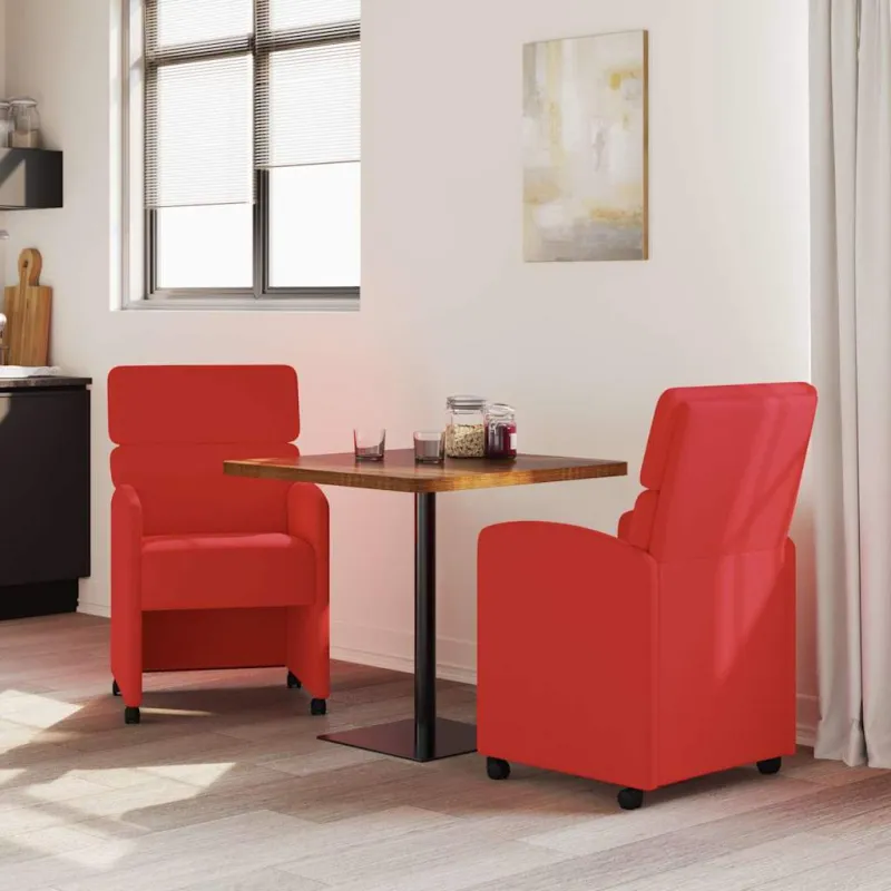 Valgomojo Kėdės su Ratukais 2 pcs Raudona 58 x 65 x 98 cm