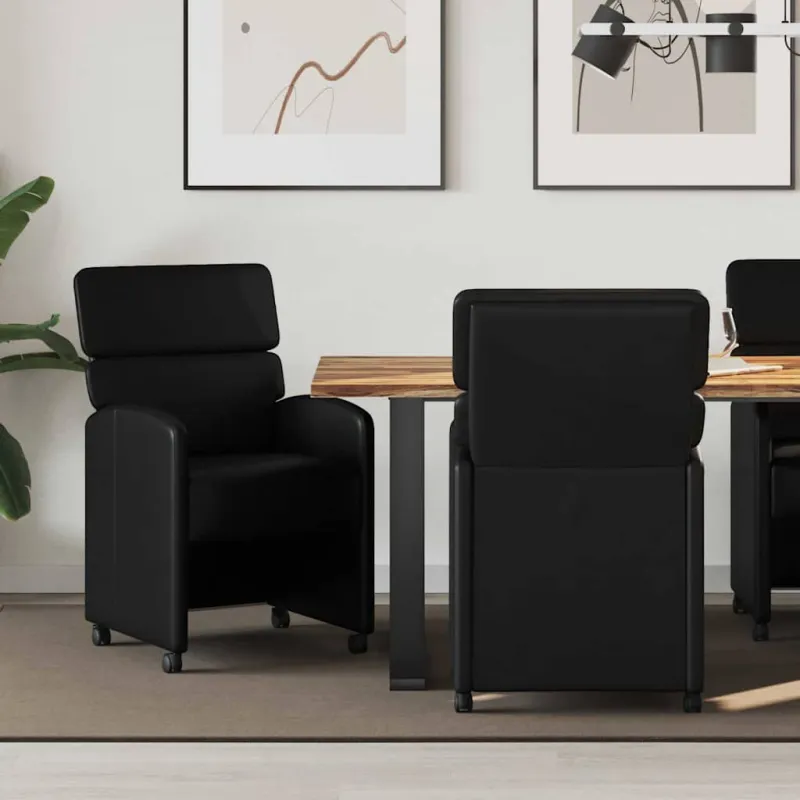 Valgomojo Kėdės su Ratukais 2 pcs Juoda 58 x 65 x 98 cm