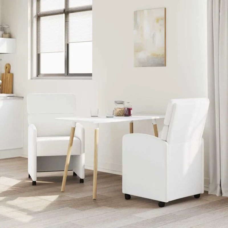 Valgomojo Kėdės su Ratukais 2 pcs Balta 58 x 65 x 98 cm