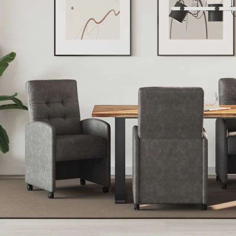 Valgomojo Kėdės su Ratukais 2 pcs Juoda 58 x 67 x 97 cm