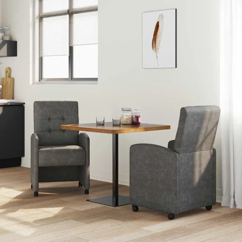 Valgomojo Kėdės su Ratukais 2 pcs Juoda 58 x 67 x 97 cm