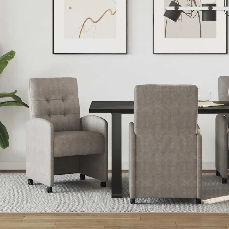 Valgomojo Kėdės su Ratukais 2 pcs Pilka 58 x 67 x 97 cm