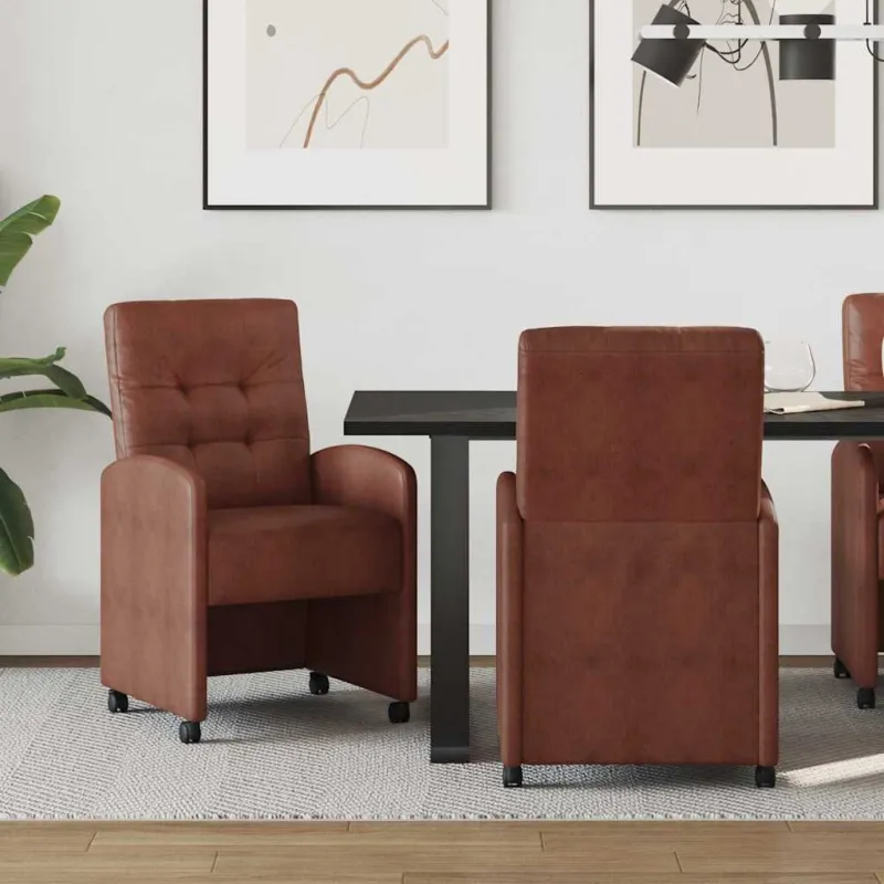 Valgomojo Kėdės su Ratukais 2 pcs Blizgiai ruda 58 x 67 x 97 cm
