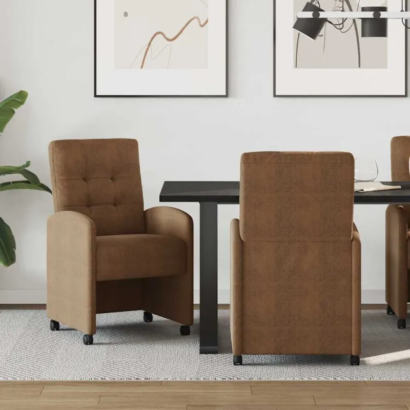Valgomojo Kėdės su Ratukais 2 pcs Ruda 58 x 67 x 97 cm