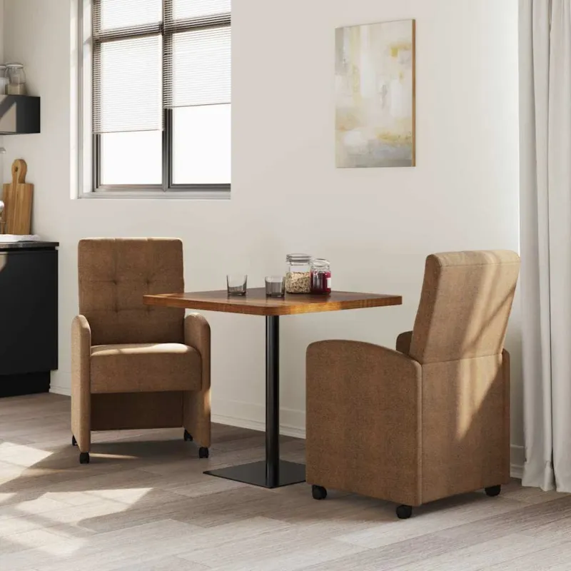Valgomojo Kėdės su Ratukais 2 pcs Ruda 58 x 67 x 97 cm