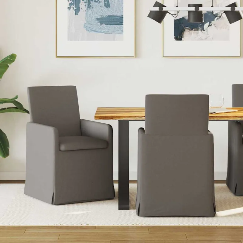 Valgomojo kėdės 2 pcs Šviesiai pilka 57 x 67 x 95 cm Linas