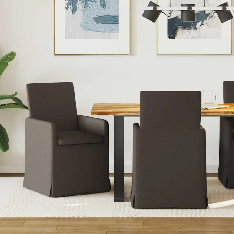 Valgomojo kėdės 2 pcs Tamsiai pilka 57 x 67 x 95 cm Linas
