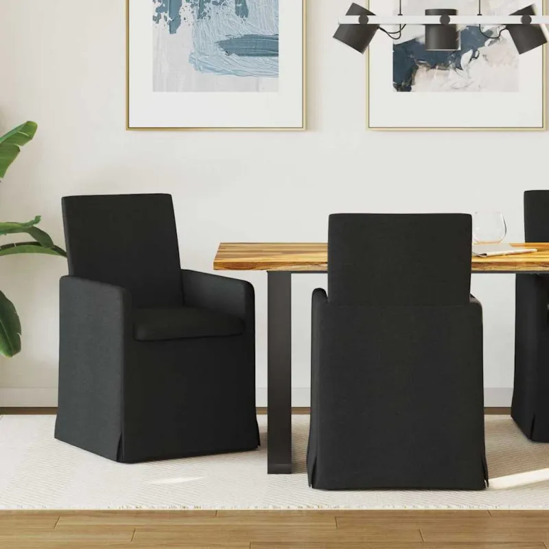 Valgomojo kėdės 2 pcs Juoda 57 x 67 x 95 cm audinys