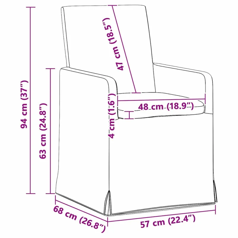 Valgomojo kėdės 2 pcs Juoda 57 x 67 x 95 cm audinys