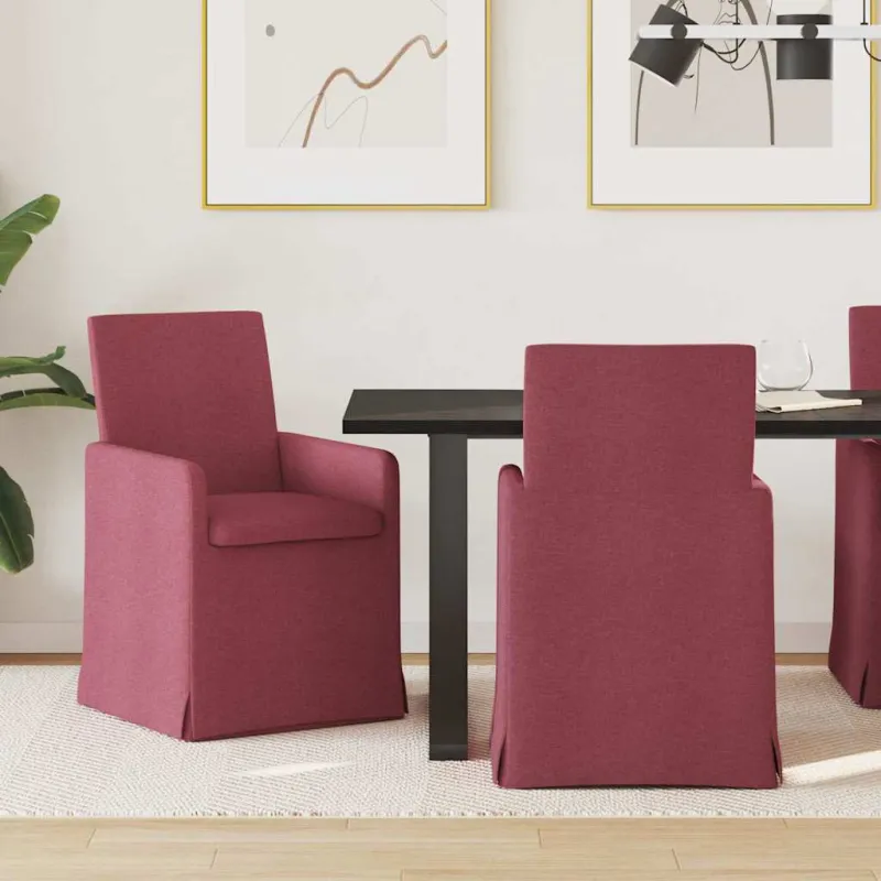 Valgomojo kėdės 2 pcs Vyno raudonumo 57 x 67 x 95 cm audinys