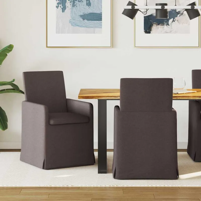Valgomojo kėdės 2 pcs Tamsiai ruda 57 x 67 x 95 cm audinys