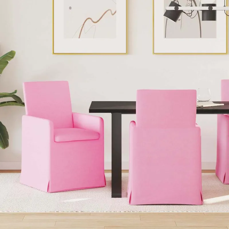 Valgomojo kėdės 2 pcs Rožinė 57 x 67 x 95 cm audinys