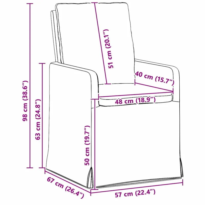 Valgomojo kėdės 2 pcs Šviesiai pilka 57 x 67 x 98 cm Linas