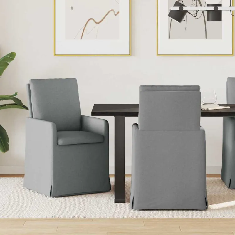 Valgomojo kėdės 2 pcs Šviesiai pilka 57 x 67 x 98 cm audinys