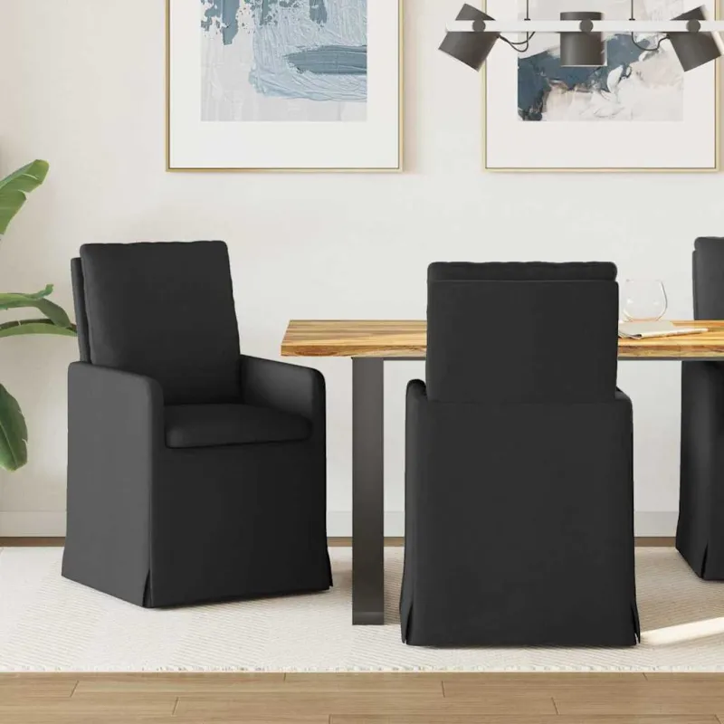 Valgomojo kėdės 2 pcs Juoda 57 x 67 x 98 cm audinys