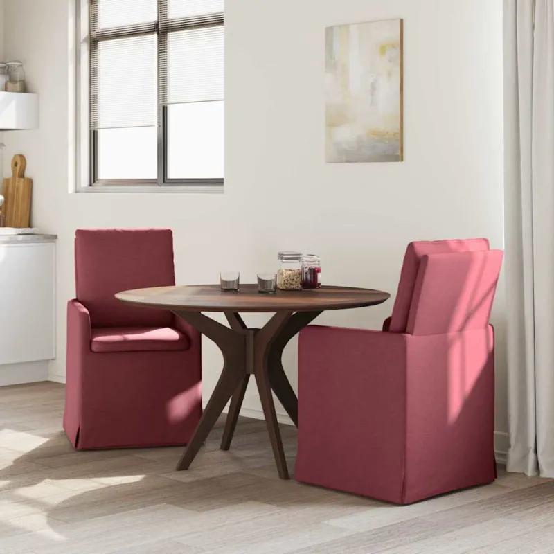 Valgomojo kėdės 2 pcs Vyno raudonumo 57 x 67 x 98 cm audinys