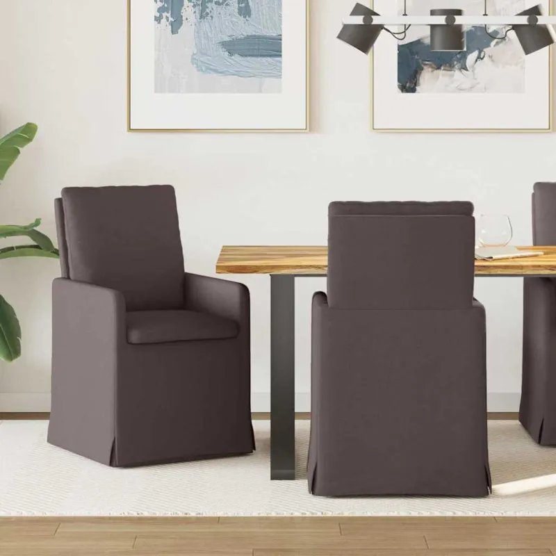 Valgomojo kėdės 2 pcs Tamsiai ruda 57 x 67 x 98 cm audinys