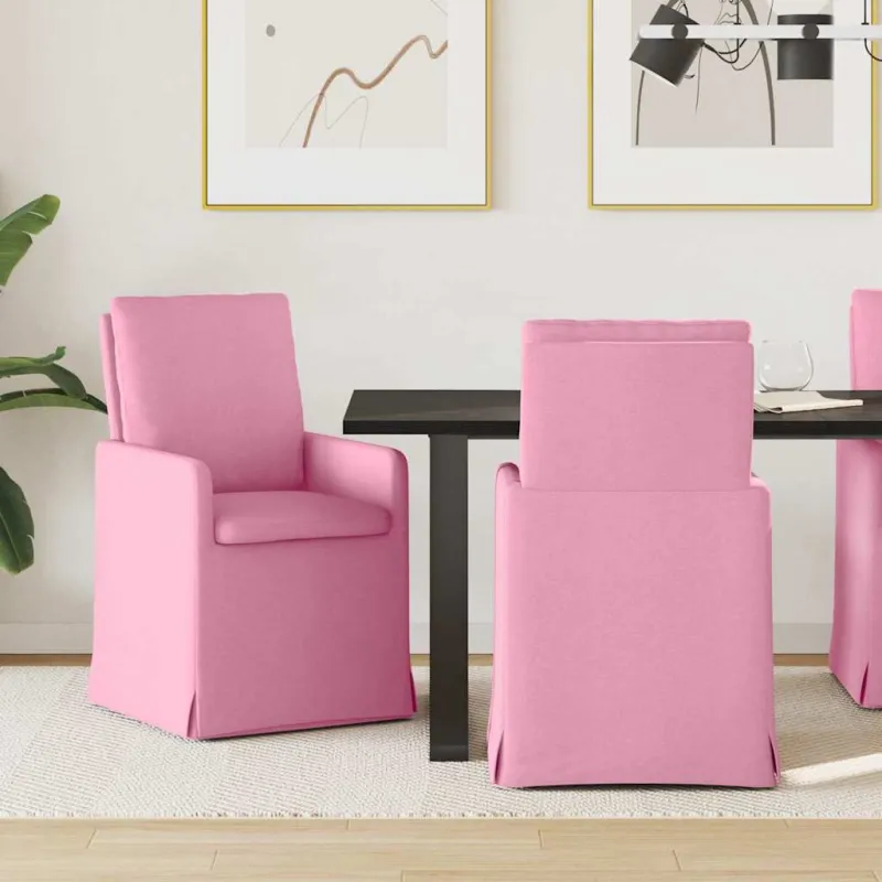 Valgomojo kėdės 2 pcs Rožinė 57 x 67 x 98 cm audinys