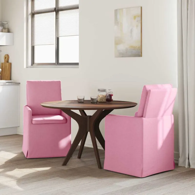 Valgomojo kėdės 2 pcs Rožinė 57 x 67 x 98 cm audinys