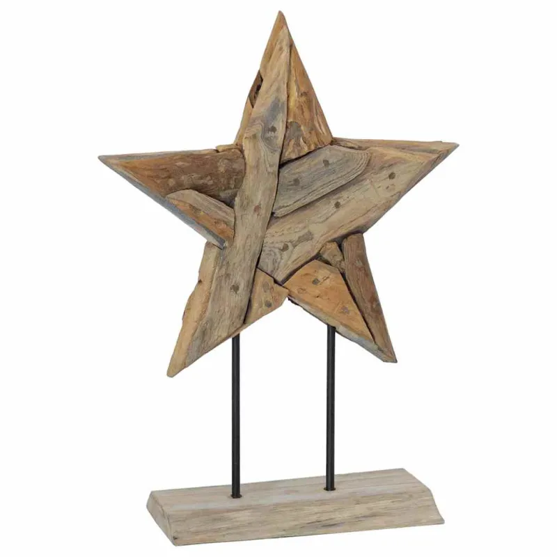 Kalėdų žvaigždė Ruda 43,5 x 13,5 x 59 cm Kieto teka medžio