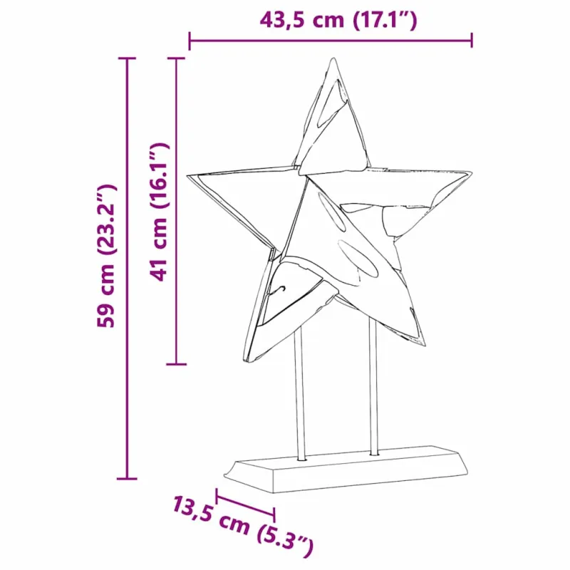 Kalėdų žvaigždė Ruda 43,5 x 13,5 x 59 cm Kieto teka medžio