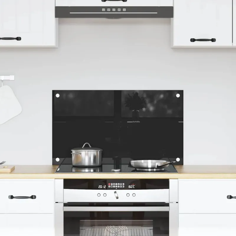 Virtuvės atbraila Juoda 70 x 40 cm grūdintas stiklas