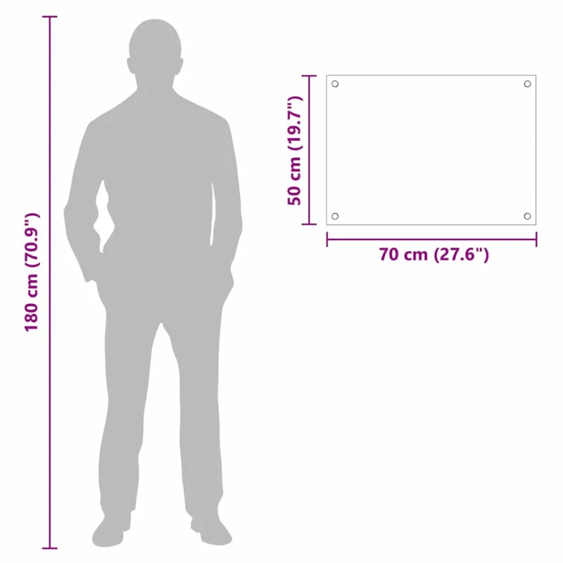 Virtuvės atbraila Juoda 70 x 50 cm grūdintas stiklas
