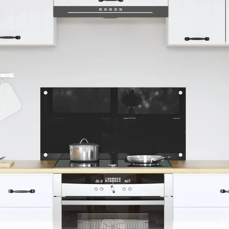 Virtuvės atbraila Juoda 80 x 40 cm grūdintas stiklas