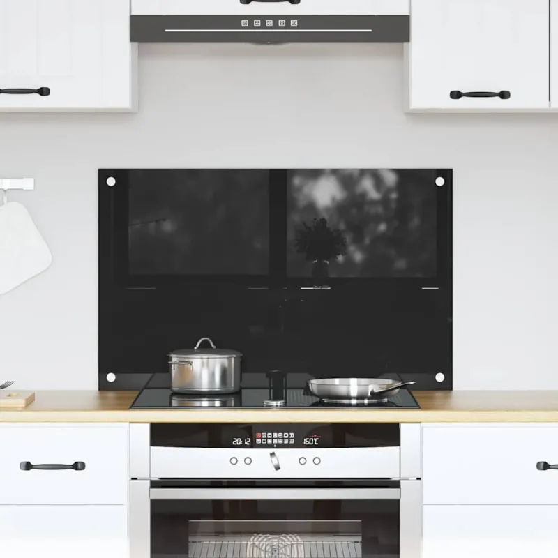 Virtuvės atbraila Juoda 80 x 50 cm grūdintas stiklas