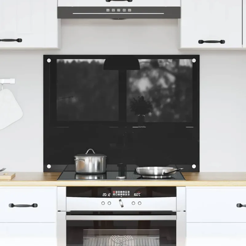 Virtuvės atbraila Juoda 80 x 60 cm grūdintas stiklas