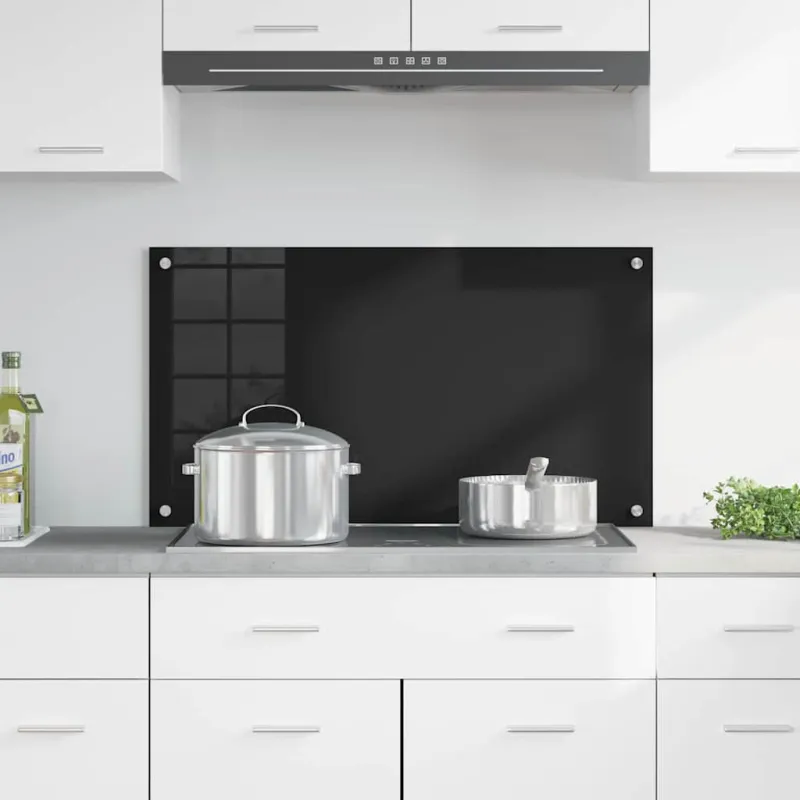 Virtuvės atbraila Juoda 90 x 50 cm grūdintas stiklas