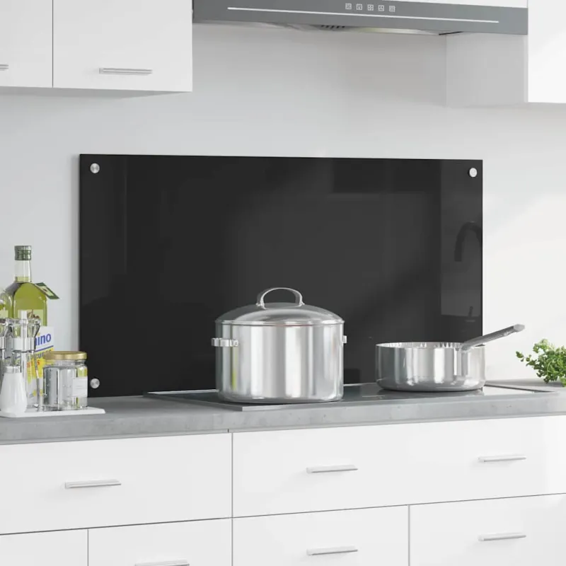 Virtuvės atbraila Juoda 100 x 50 cm grūdintas stiklas