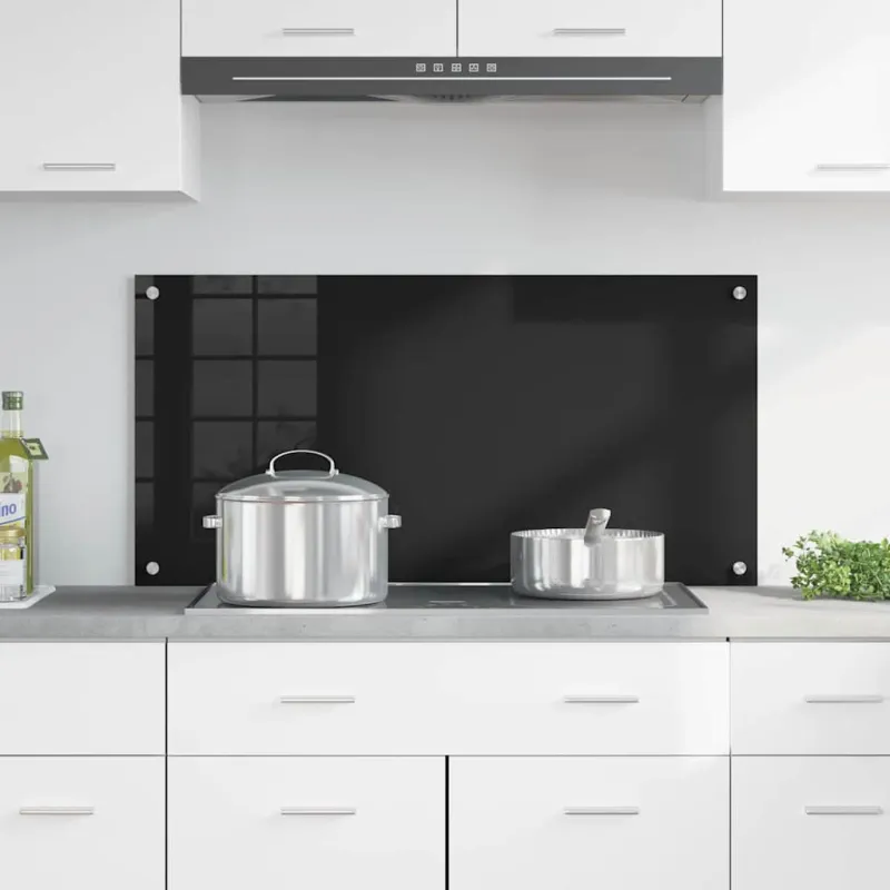 Virtuvės atbraila Juoda 100 x 50 cm grūdintas stiklas