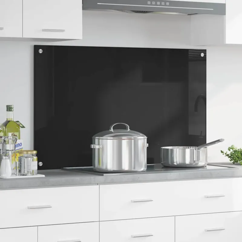 Virtuvės atbraila Juoda 100 x 60 cm grūdintas stiklas