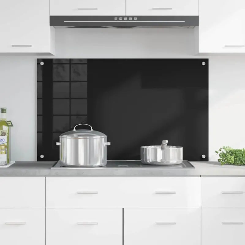 Virtuvės atbraila Juoda 100 x 60 cm grūdintas stiklas