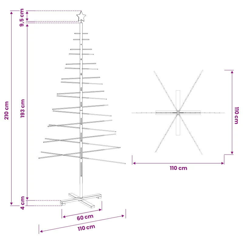 Medinė Kalėdų eglutė s stovu Ruda 210 cm bambukas