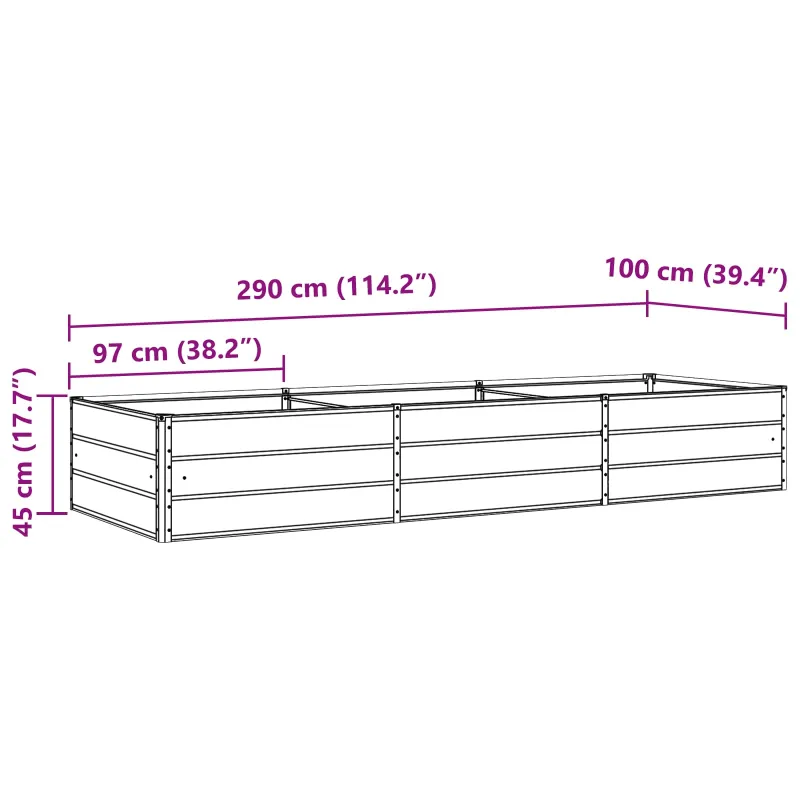Lovelis Ivory 290 x 100 x 45 cm Cinkuota plienas