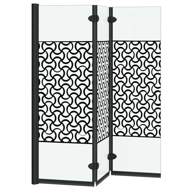 Dušo kabineto uždanga Juoda ir permatoma 130 x 130 cm