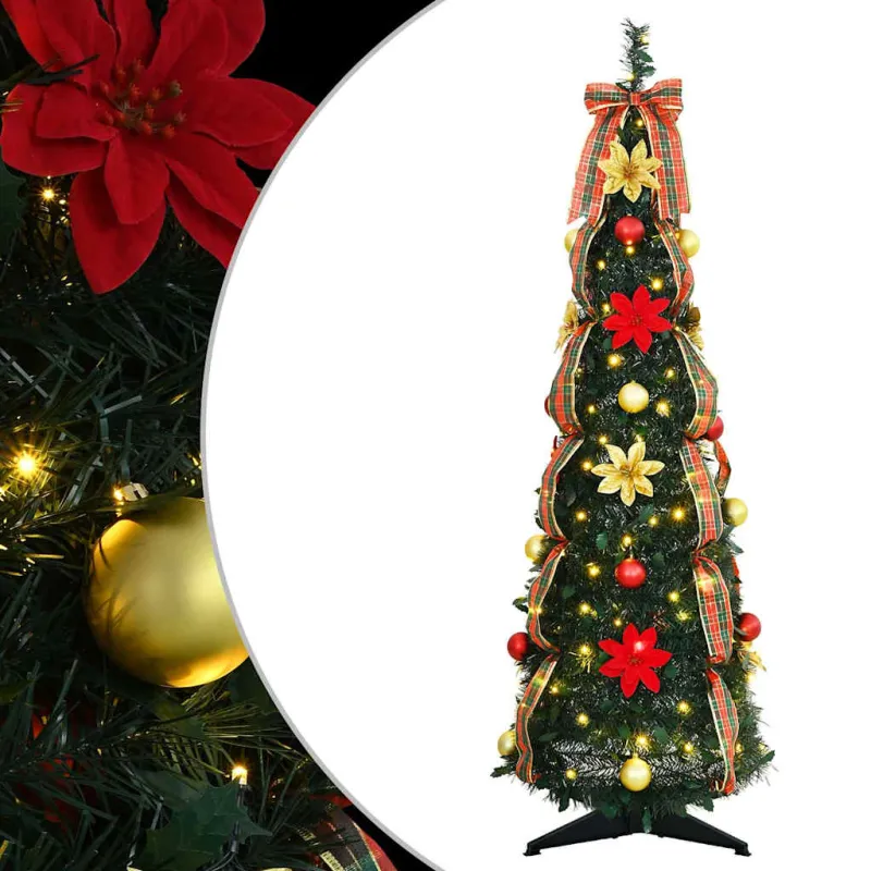 Dirbtinė Kalėdų eglutė su 50 LED s stovu Žalia 125 cm PVC