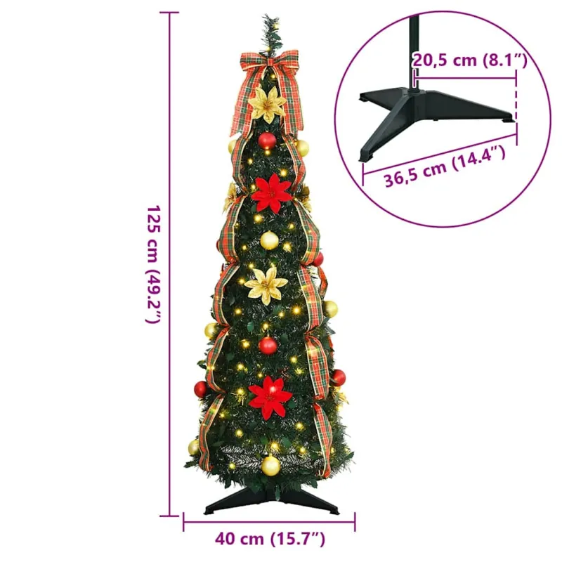 Dirbtinė Kalėdų eglutė su 50 LED s stovu Žalia 125 cm PVC