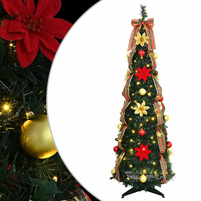 Dirbtinė Kalėdų eglutė su 100 LED s stovu Žalia 155 cm PVC