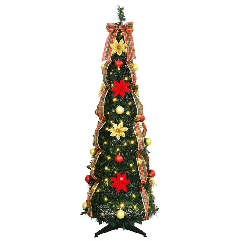 Dirbtinė Kalėdų eglutė su 100 LED s stovu Žalia 155 cm PVC