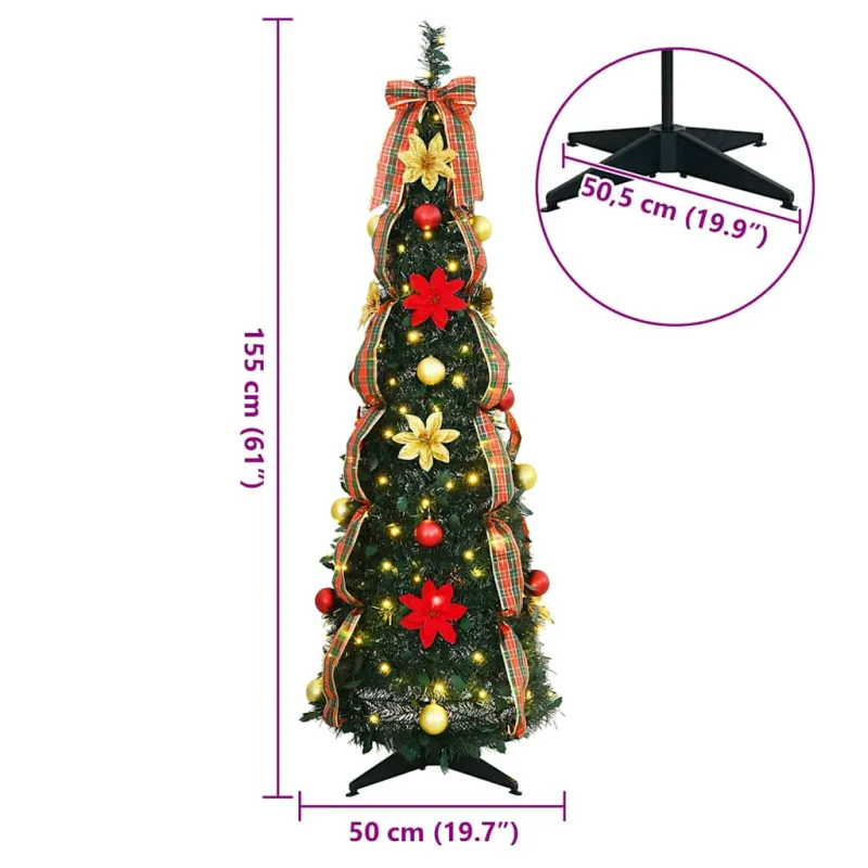 Dirbtinė Kalėdų eglutė su 100 LED s stovu Žalia 155 cm PVC