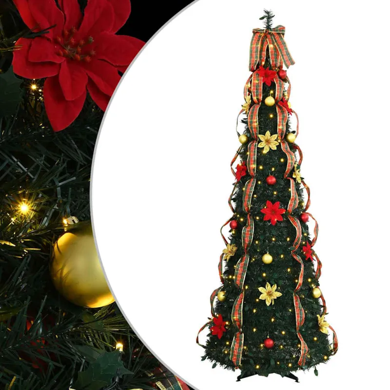 Dirbtinė Kalėdų eglutė su 150 LED s stovu Žalia 185 cm PVC