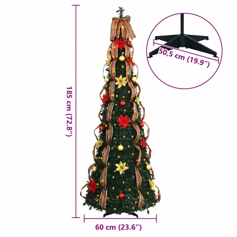 Dirbtinė Kalėdų eglutė su 150 LED s stovu Žalia 185 cm PVC