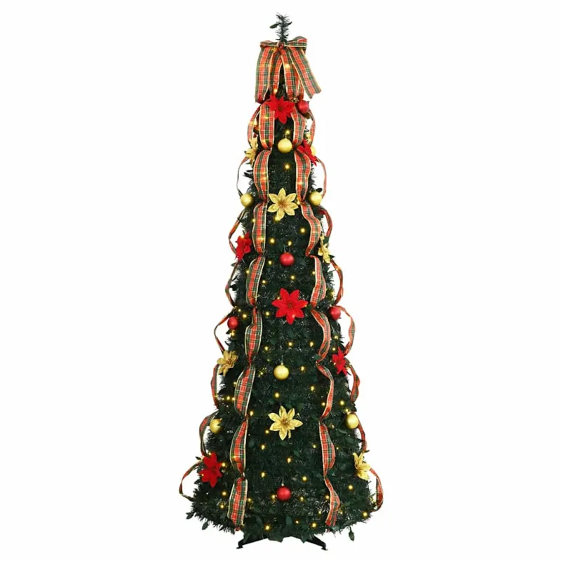 Dirbtinė Kalėdų eglutė su 200 LED s stovu Žalia 215 cm PVC
